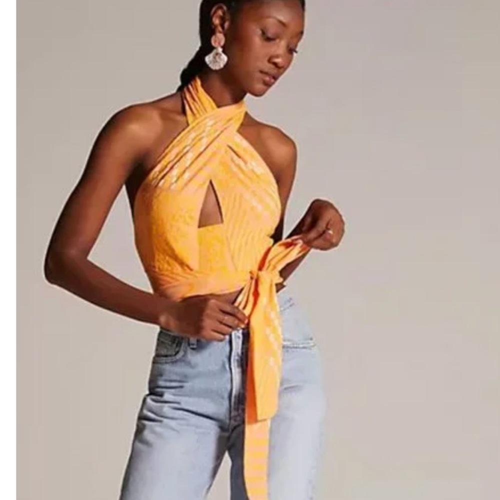 Anthro Eva Franco Halter Top Feminine Summer Blouse Medium